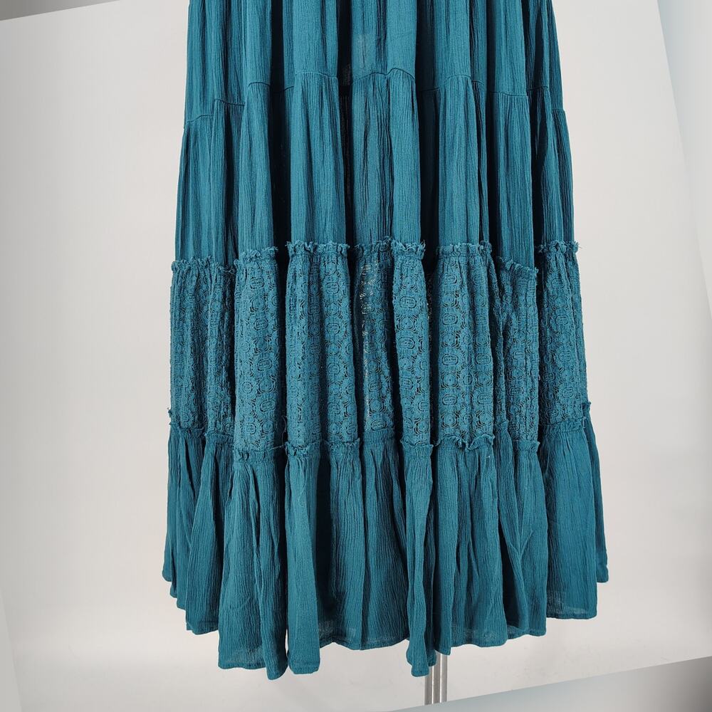 Free People Dancing On Air Lace Maxi Dress Lace Ruffle Boho High Low XS NWOT - Picture 14 of 16